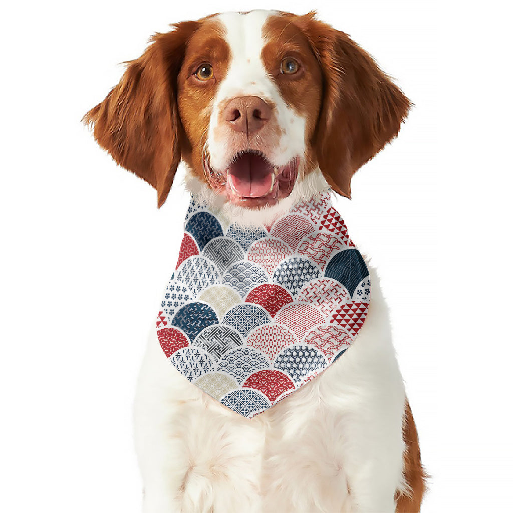 Japanese Geometric Pattern Print Dog Bandana