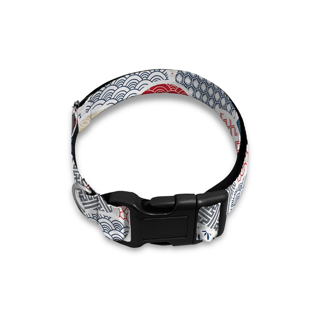 Japanese Geometric Pattern Print Dog Collar