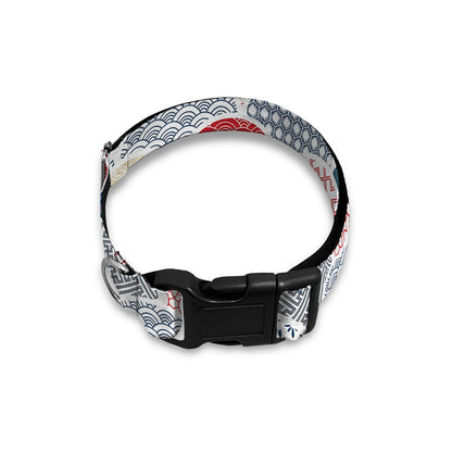 Japanese Geometric Pattern Print Dog Collar