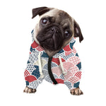 Japanese Geometric Pattern Print Dog Zip Up Hoodie