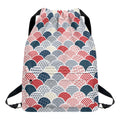 Japanese Geometric Pattern Print Drawstring Backpack