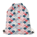 Japanese Geometric Pattern Print Drawstring Bag