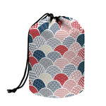 Japanese Geometric Pattern Print Drawstring Makeup Bag