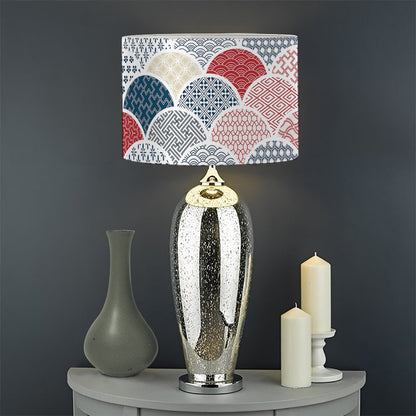 Japanese Geometric Pattern Print Drum Lamp Shade