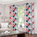 Japanese Geometric Pattern Print Extra Wide Grommet Curtains