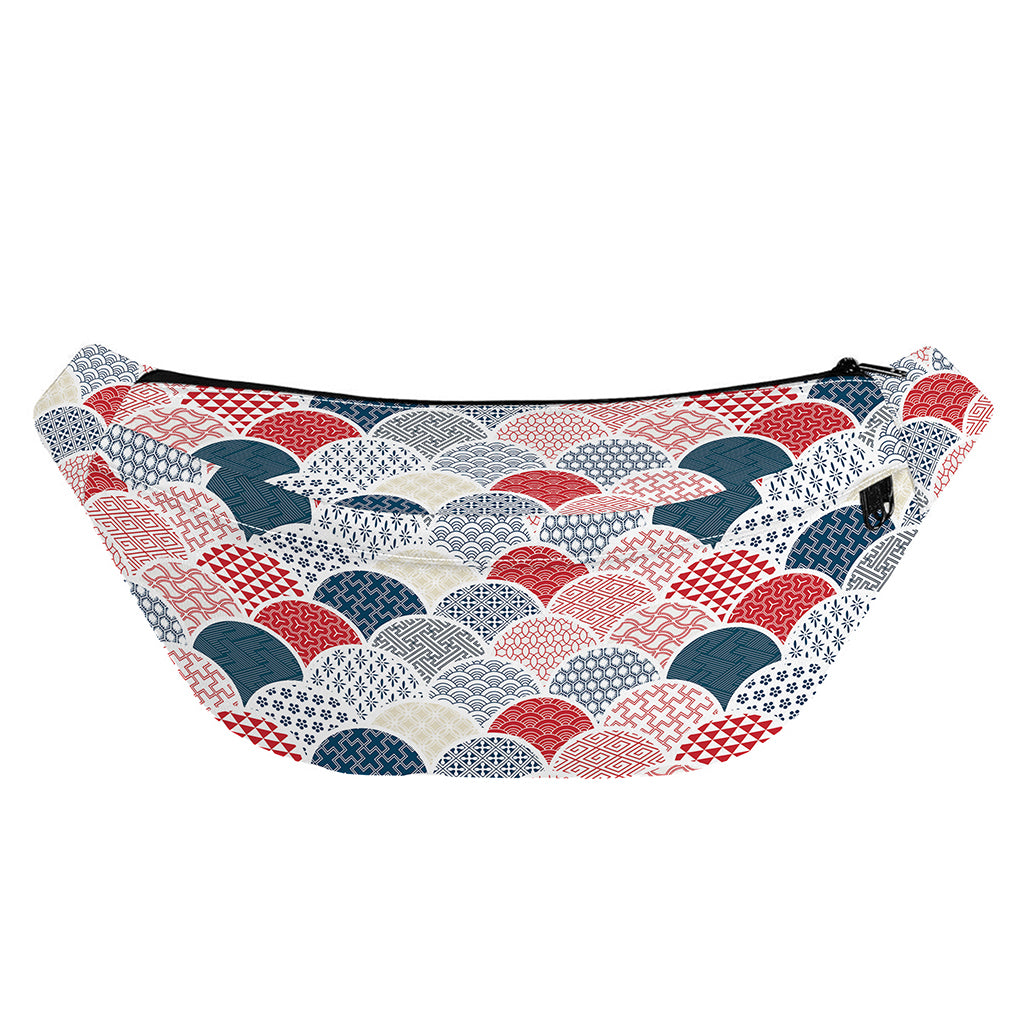 Japanese Geometric Pattern Print Fanny Pack