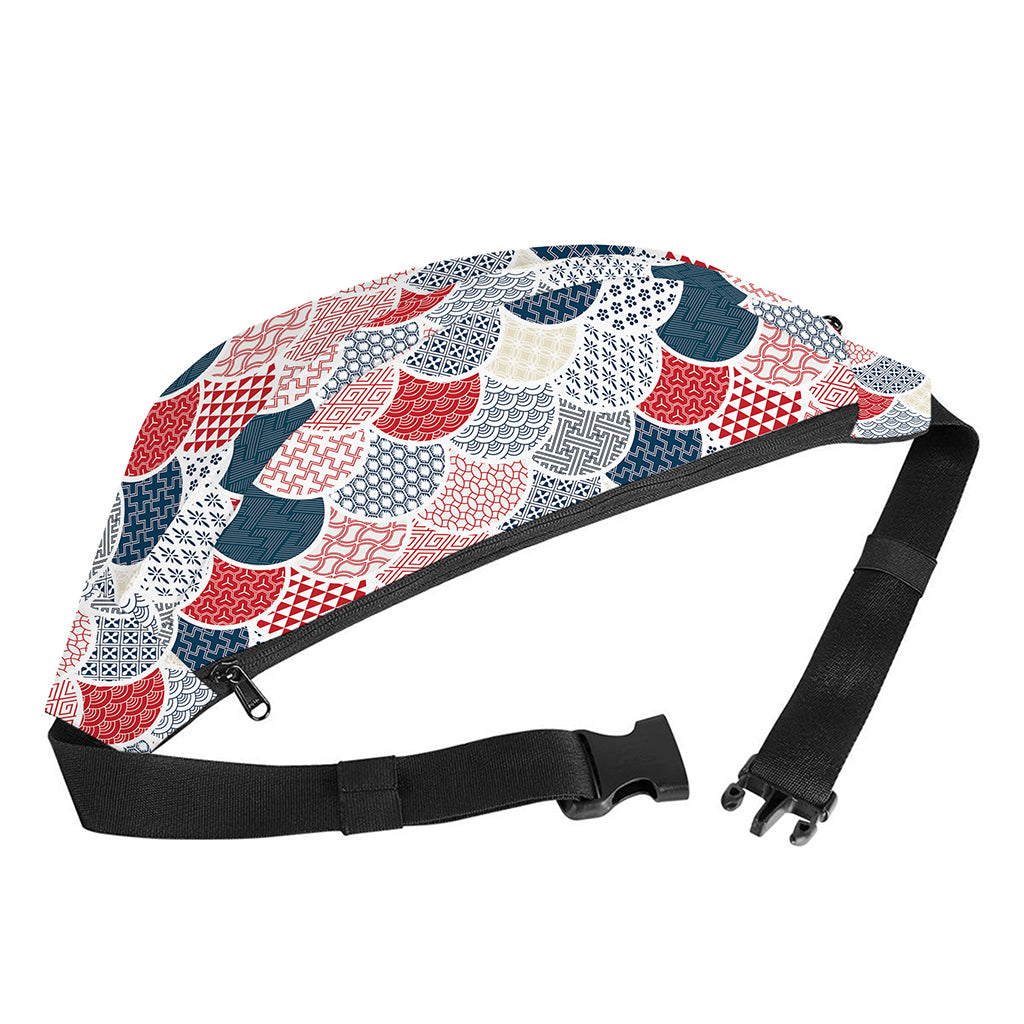 Japanese Geometric Pattern Print Fanny Pack
