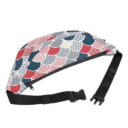 Japanese Geometric Pattern Print Fanny Pack
