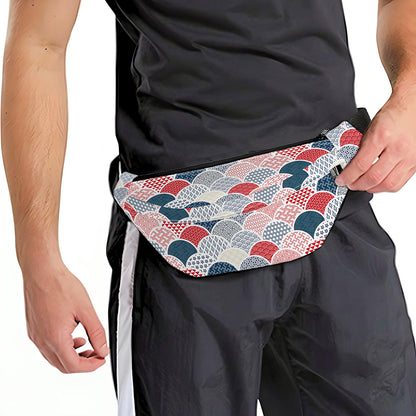 Japanese Geometric Pattern Print Fanny Pack