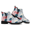 Japanese Geometric Pattern Print Flat Ankle Boots