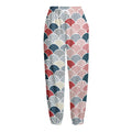 Japanese Geometric Pattern Print Fleece Lined Knit Pants