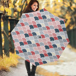 Japanese Geometric Pattern Print Foldable Umbrella