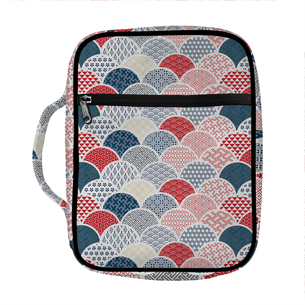 Japanese Geometric Pattern Print Front Pocket Bible Bag