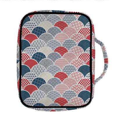 Japanese Geometric Pattern Print Front Pocket Bible Bag