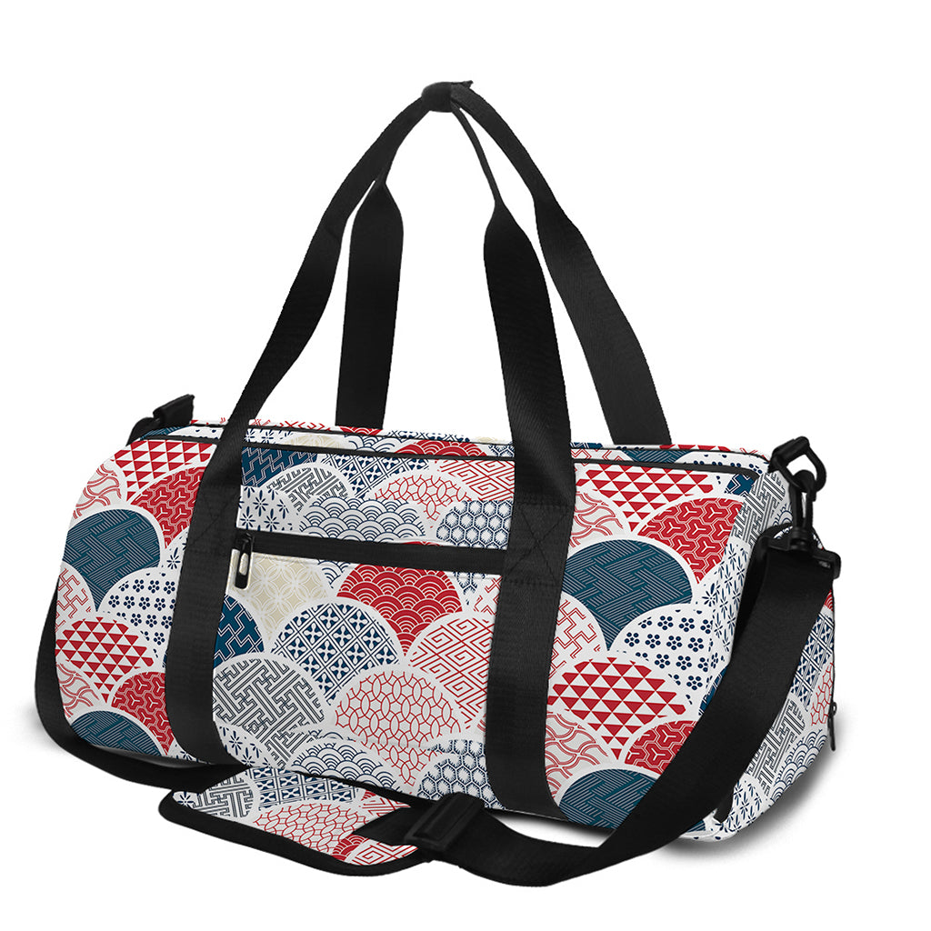 Japanese Geometric Pattern Print Gym Bag