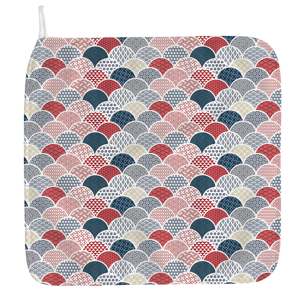 Japanese Geometric Pattern Print Hand Towel