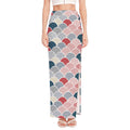 Japanese Geometric Pattern Print High Slit Maxi Skirt