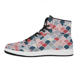 Japanese Geometric Pattern Print High Top Leather Sneakers