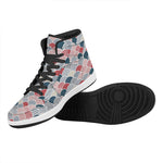 Japanese Geometric Pattern Print High Top Leather Sneakers