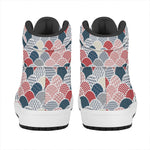 Japanese Geometric Pattern Print High Top Leather Sneakers