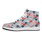 Japanese Geometric Pattern Print High Top Leather Sneakers