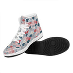 Japanese Geometric Pattern Print High Top Leather Sneakers