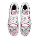 Japanese Geometric Pattern Print High Top Leather Sneakers