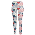 Japanese Geometric Pattern Print High-Waisted Pocket Leggings