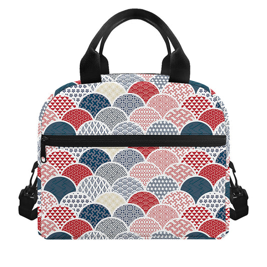 Japanese Geometric Pattern Print Insulated Lunch Bag