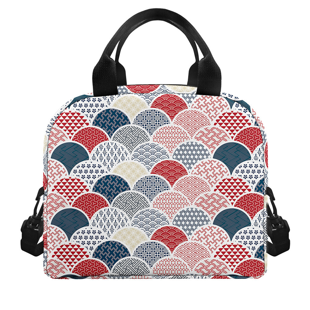 Japanese Geometric Pattern Print Insulated Lunch Bag