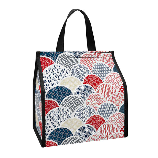 Japanese Geometric Pattern Print Insulated Lunch Tote