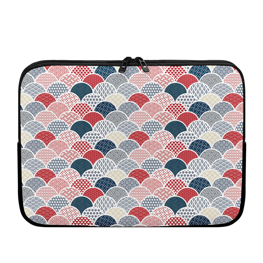 Japanese Geometric Pattern Print Laptop Sleeve