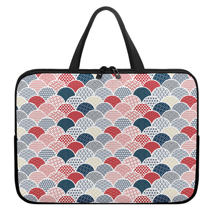 Japanese Geometric Pattern Print Laptop Sleeve With Handle