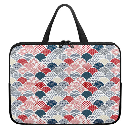 Japanese Geometric Pattern Print Laptop Sleeve With Handle