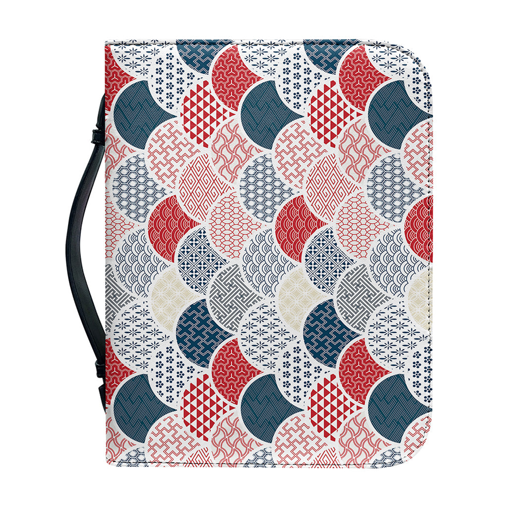 Japanese Geometric Pattern Print Leather Bible Cover