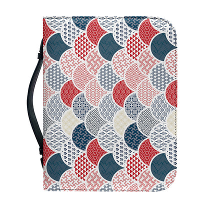 Japanese Geometric Pattern Print Leather Bible Cover