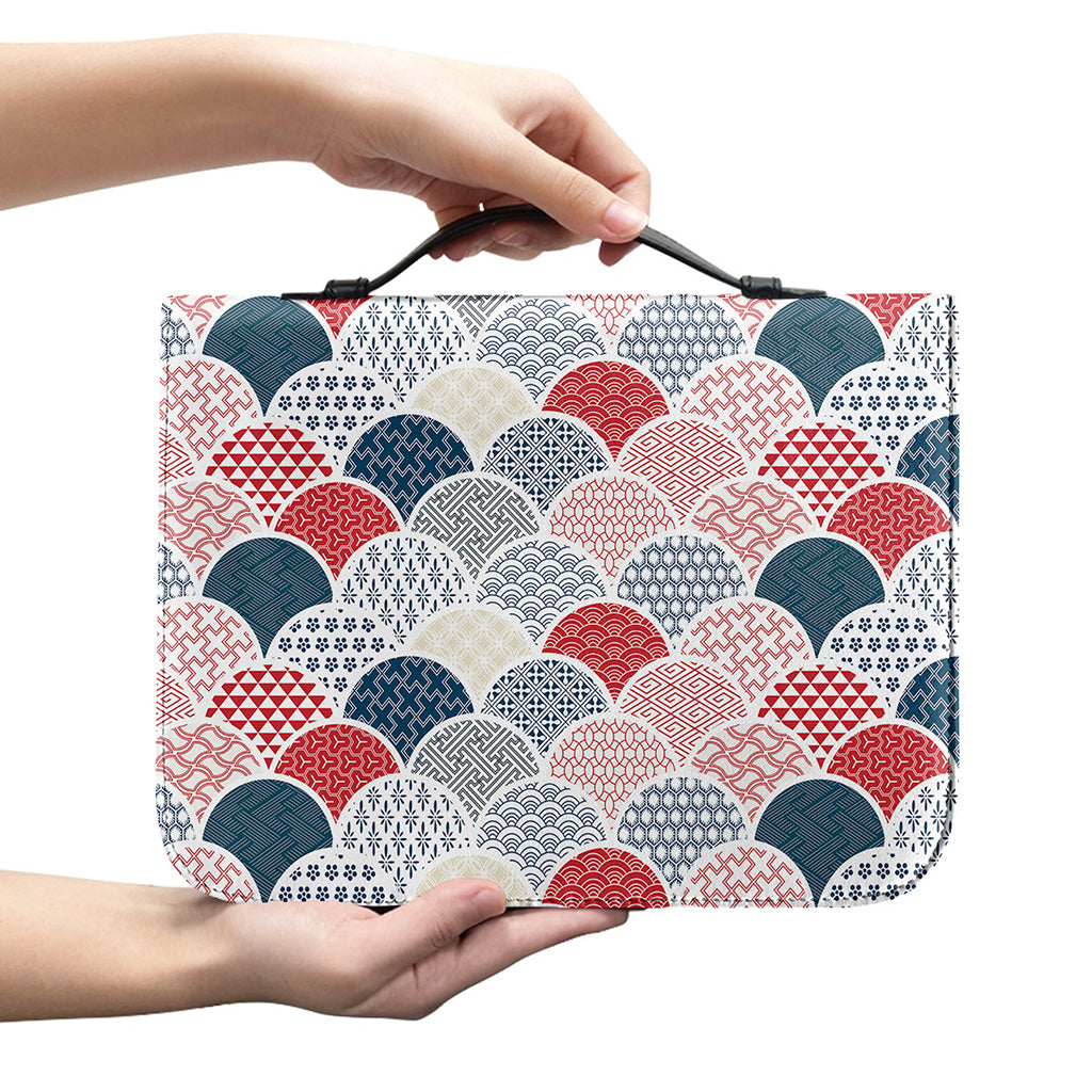 Japanese Geometric Pattern Print Leather Bible Cover