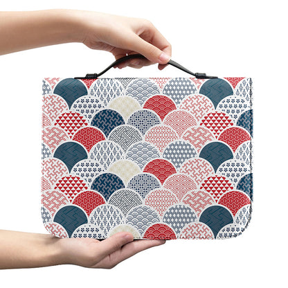 Japanese Geometric Pattern Print Leather Bible Cover