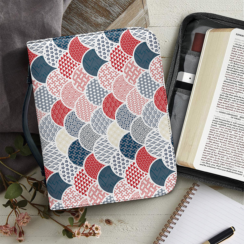 Japanese Geometric Pattern Print Leather Bible Cover