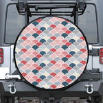 Japanese Geometric Pattern Print Leather Spare Tire Cover