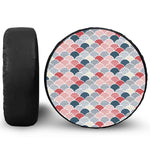 Japanese Geometric Pattern Print Leather Spare Tire Cover