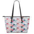 Japanese Geometric Pattern Print Leather Tote Bag With Zipper