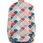 Japanese Geometric Pattern Print Long Sleeve Baseball Jersey