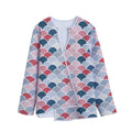 Japanese Geometric Pattern Print Long Sleeve Short Coat