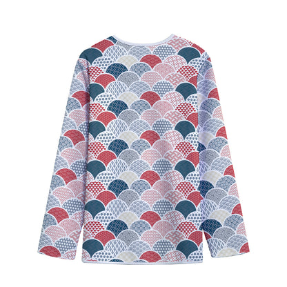 Japanese Geometric Pattern Print Long Sleeve Short Coat