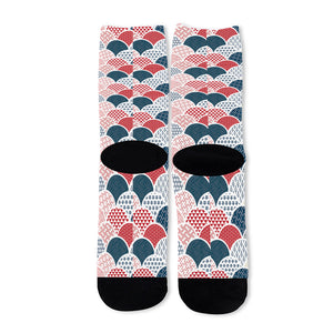 Japanese Geometric Pattern Print Long Socks