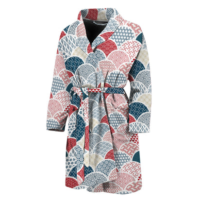 Japanese Geometric Pattern Print Men's Bathrobe