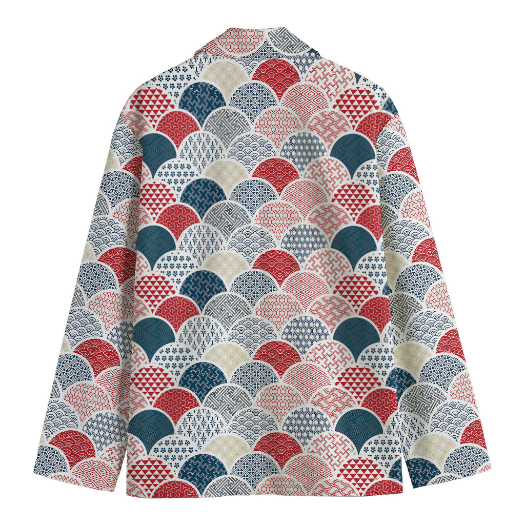 Japanese Geometric Pattern Print Men's Blazer