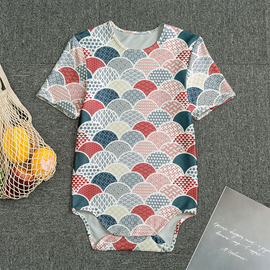 Japanese Geometric Pattern Print Men's Bodysuit