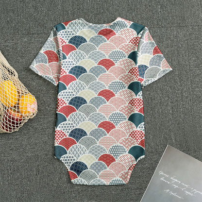 Japanese Geometric Pattern Print Men's Bodysuit